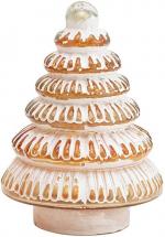 Creative Co-Op 4-1/2" Round x 6" H Embossed Glass Tree, Amber Whitewashed Finish Figures