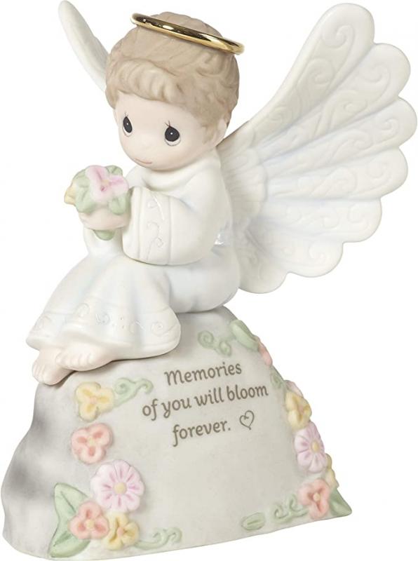 Precious Moments Boy Angel Bereavement 192004 Memories of You Will Bloom Forever Bisque Porcelain