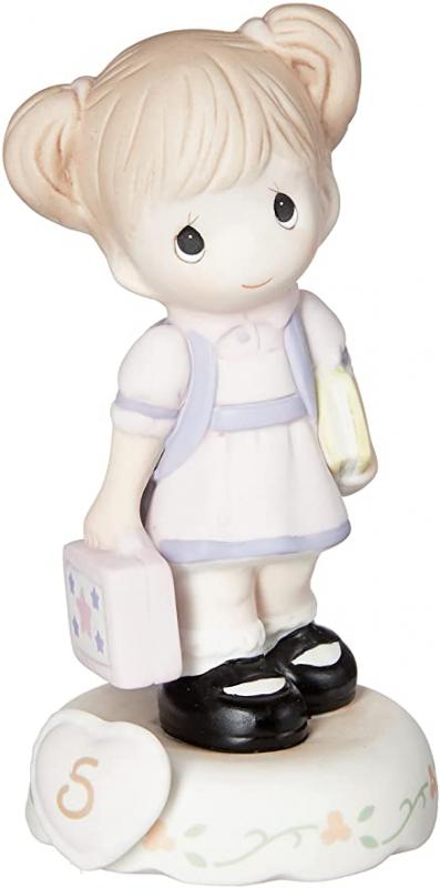 Precious Moments 152011B Growing In Grace, Age 5 Girl Bisque Porcelain Figurine Brunette