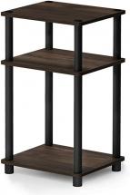 Furinno Just 3-Tier End Table, 1-Pack, Columbia Walnut/Black