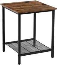 Vasagle End Table, Nightstand, Steel Frame, Chestnut Brown and Black