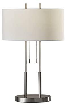 Adesso 4015-22 Duet 27" Table Lamp, Satin Steel, Smart Outlet Compatible