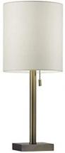 Adesso 1546-21 Liam Table Lamp, 22 in, 60 W Incandescent/13 W CFL, Antique Brass/Beige