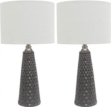 Decor Therapy MP1629 Set of Two Jameson Textured Ceramic Table Lamps, 13x13x26.5, Charcoal