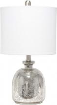 Elegant Designs LT3335-MUR Textured Glass Table Lamp, Mercury/White