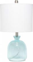 Elegant Designs LT3335-CBL Textured Glass Table Lamp, Clear Blue/White