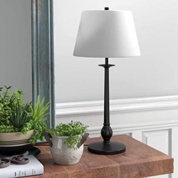 Henn&Hart 28" Tall Table Lamp with Fabric Shade in Blackened Bronze/White