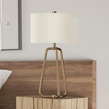 Henn&Hart 25.5" Tall Table Lamp with Fabric Shade in Brass/White