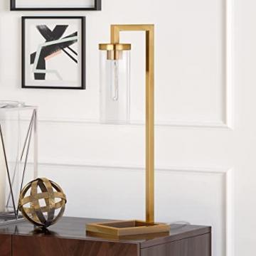 Henn&Hart TL0441 Brass Finish Table Lamp, Gold/Clear Glass