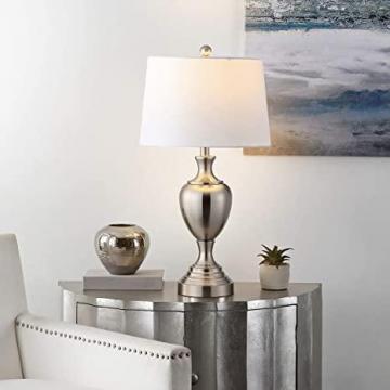 Safavieh Lighting Collection Poppy Modern Contemporary Nickel Iron 28-inch Table Lamp