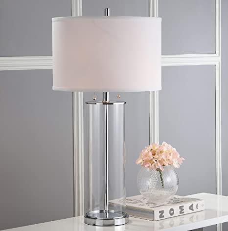 Safavieh Lighting Collection Velma Modern Contemporary Clear Glass Pull Chain 31-inch Table Lamp