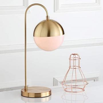 Safavieh Lighting Collection Cappi Modern Brass Gold Orb 21-inch Desk Dorm Study Task Table Lamp