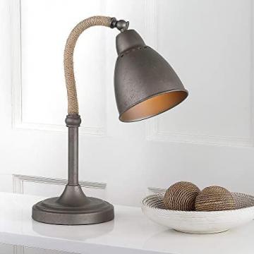Safavieh Lighting Collection Nari Rustic Industrial Farmhouse Dark Grey 20-inch Desk Table Lamp