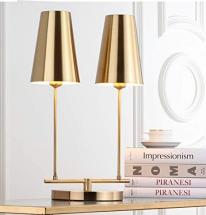 Safavieh Lighting Collection Rianon Brass Gold 2-Light 23-inch Desk Dorm Study Task Table Lamp