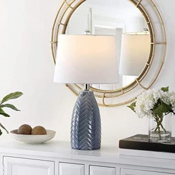 Safavieh Lighting Collection Naji Chevron Grey Glass 25-inch Table Lamp