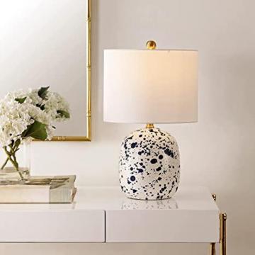 Safavieh Lighting Collection Wallace Modern Contemporary Ivory Blue Ceramic 19-inch Table Lamp