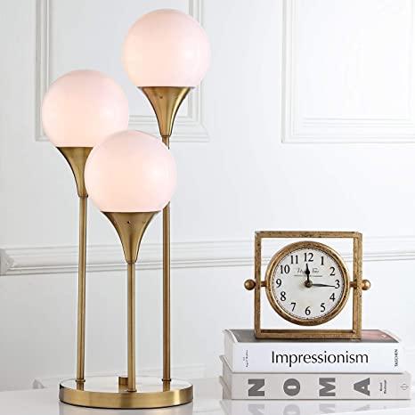Safavieh Lighting Collection Marzio Modern Brass Gold 3-Orb 25-inch Table Lamp