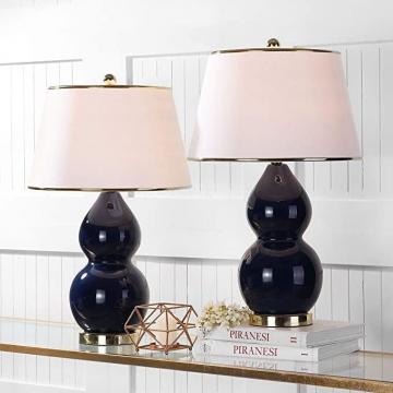 Safavieh Lighting Collection Jill Navy Double Gourd Ceramic 27-inch Table Lamp