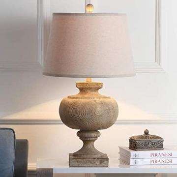 Safavieh Lighting Collection Prescott Rustic Farmhouse Wood Finish 31-inch Table Lamp