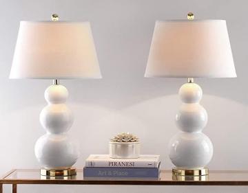 Safavieh Lighting Collection Pamela Modern Contemporary White Triple Gourd Ceramic 27-in Table Lamp