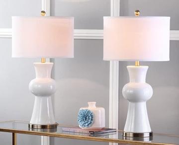 Safavieh Lighting Collection Lola Modern Column White Ceramic 30-inch Table Lamp