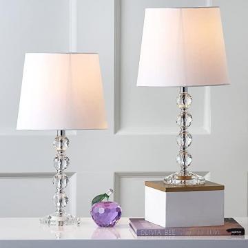 Safavieh Lighting Collection Nola Modern Glam Stacked Crystal Ball/ Off-White Shade 16-in Table Lamp