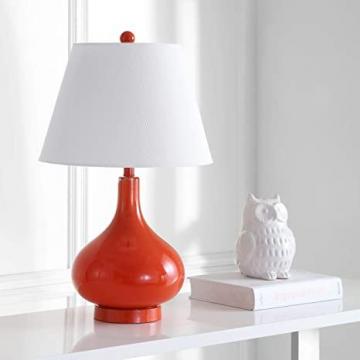 Safavieh Lighting Collection Amy Modern Contemporary Blood Orange Gourd Glass 24-inch Table Lamp