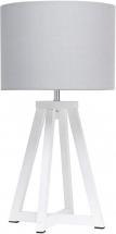 Simple Designs LT1069-WHG Interlocked Triangular Wood Fabric Shade Table Lamp, White/Gray