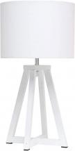 Simple Designs LT1069-WOW Interlocked Triangular Wood Fabric Shade Table Lamp, White/White