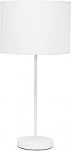 Simple Designs LT2040-WOW Stick Fabric Shade Table Lamp, White/White