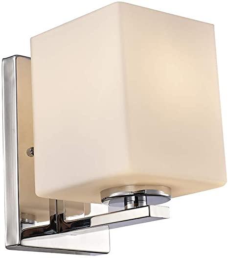 Design House 578484 Karsen Traditional 1-Light Indoor Wall Light Dimmable Frosted, Polished Chrome