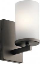 Kichler Crosby 9.25" 1 Light Wall Sconce with Satin Etched Cased Opal Olde Bronze®