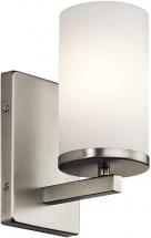 Kichler Crosby 9.25" 1 Light Wall Sconce with Satin Etched Cased Opal Brushed Nickel