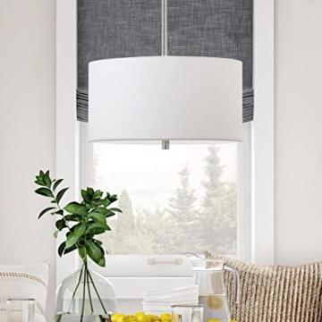 Henn&Hart 16" Wide Pendant with Fabric Shade in Brushed NickelWhite
