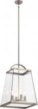 Kichler Darton 25.75" 4 Light Large Foyer Pendant with Clear Glass in Classic Pewter