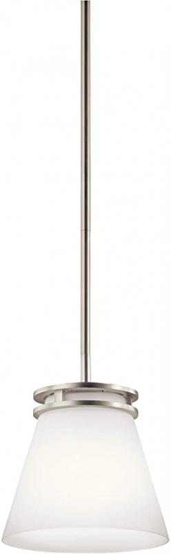 Kichler Hendrik 8.75" 1 Light Mini Pendant with Satin Etched Cased Opal Glass Brushed Nickel