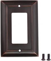 Amazon Basics Single Gang Light Switch Outlet Wall Plate, Oil Rubbed Bronze, 3-Pack