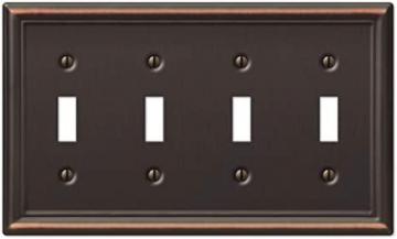 Amerelle 149T4DB Chelsea Wallplate, 4 Toggle, Aged Bronze