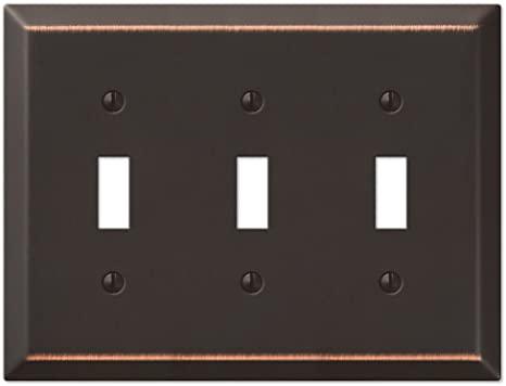 Amerelle 163TTTDB Traditional Steel Wallplate with 3 Toggle, Aged, Triple, Oil Rubbed Bronze