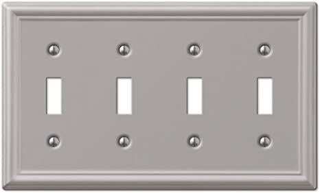 Amerelle 149T4BN Wallplate, Quad Toggle, Brushed Nickel