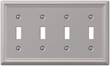 Amerelle 149T4BN Wallplate, Quad Toggle, Brushed Nickel