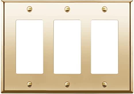 Enerlites Metal Decorator Switch or Outlet Metal Wall Plate, 302 Polished Brass, Gold