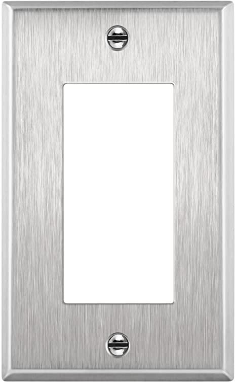 Enerlites Decorator Switch or Receptacle Outlet Metal Wall Plate, Size 1-Gang 4.50" x 2.76"