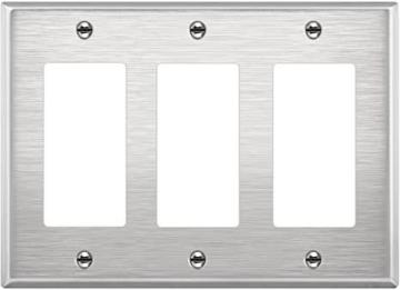 Enerlites Decorator Switch or Outlet Metal Wall Plate, Size 3-Gang 4.50" x 6.38", 7733