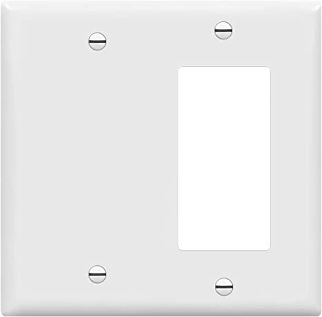 Enerlites Combination Decorator Rocker/Blank Outlet Wall Plate, Standard, 2-Gang 4.5 x 4.57