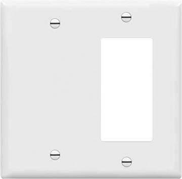 Enerlites Combination Decorator Rocker/Blank Outlet Wall Plate, Standard, 2-Gang 4.5 x 4.57
