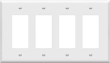 Enerlites Decorator Light Switch or Receptacle Outlet Wall Plate, Mid-Size 4-Gang 4.88 x 8.58