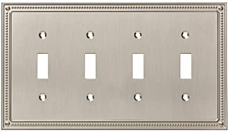 Franklin Brass W35068-SN-C Classic Beaded Quad Switch Wall Plate/Switch Plate/Cover, Satin Nickel
