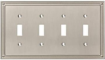Franklin Brass W35068-SN-C Classic Beaded Quad Switch Wall Plate/Switch Plate/Cover, Satin Nickel