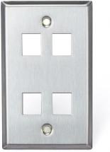 Leviton 43080-1S4 QuickPort Wallplate, Single Gang, 4-Port, Stainless Steel